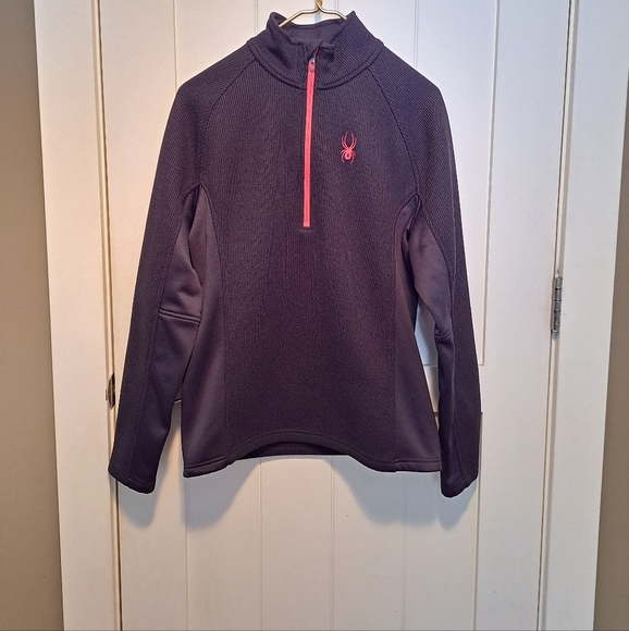 Spyder Sweaters Mens Spyder Black And Red Quarter Zip Sweater Size